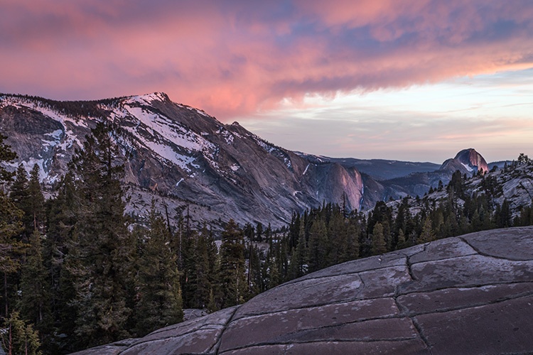 Photograph of Clouds Rest and Half Dome taken from Olmsted Point in Yosemite National Park