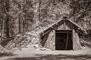 Photograph of a Ahwahneechee dwelling in Yosemite Valley