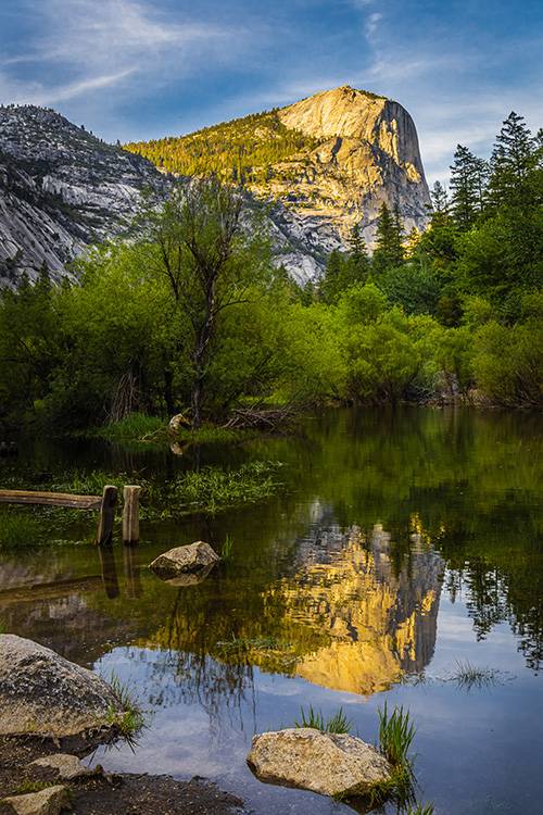 Photograph of Mount Watkins taken at Mirror Lake, Yosemite 